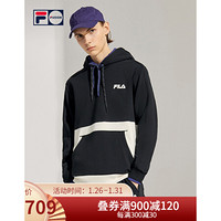 FILA FUSION斐乐连帽卫衣男子2021春季新款休闲套头衫基础版型 正黑色-BK 175/96A/L