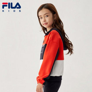 FILA KIDS 斐乐儿童套头卫衣中大童女童卫衣保暖时尚2020年新款 火红-RD 150