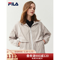 FILA 斐乐官方女士运动外套2021春季新款时尚简约休闲梭织外套女 祁灰色-GY 160/80A/S