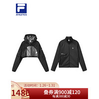 FILA Athletics斐乐女士运动外套2021春季新款时尚运动上衣两件套 深黑-BK 175/92A/XL