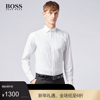 HUGO BOSS雨果博斯男装白色商务时尚纯棉长袖衬衫50308163 100-白色 39