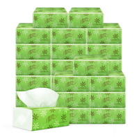 清风抽纸淡绿花柔韧2层200抽*20包卫生纸面巾纸餐巾纸整箱