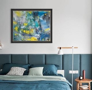雅昌 熊宁辉抽象油画《兰色的行板和快板》91×75cm 油画布