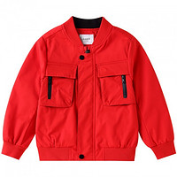 【线下同款】安奈儿童装男童外套中大童秋冬装运动夹克棒球服 150 新年红
