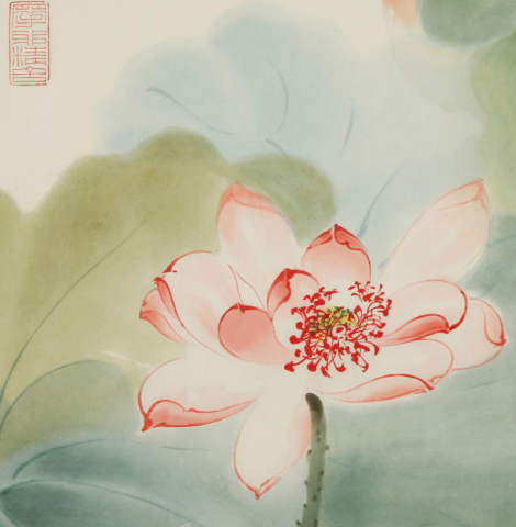 朶雲軒书画_朶雲軒张大千《嘉藕图》 90x43cm 宣纸植物花卉国画荷花多少