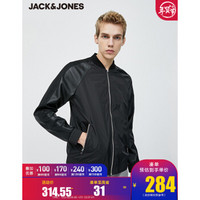 JackJones杰克琼斯春季男士时尚拼接棒球服运动夹克外套韩版上衣 E40黑色 170/92A/S