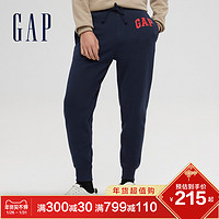 Gap男女款LOGO抓绒保暖运动卫裤冬季新款休闲裤情侣装裤子