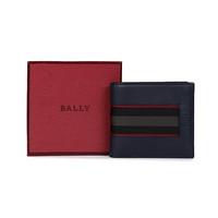 巴利 BALLY 男士牛皮配织物短款对折钱包 深蓝色 BRASAI.HP/127 6235666