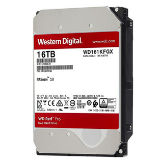 Western Digital 西部数据 红盘Pro系列 3.5英寸 NAS硬盘 16TB（CMR、7200rpm、512MB）WD161KFGX