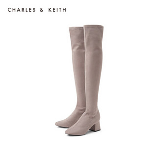 CHARLES＆KEITH2021春季CK1-90360340女士简约高跟过膝长靴 Taupe灰褐色 35