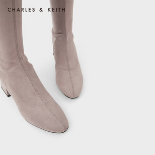 CHARLES＆KEITH2021春季CK1-90360340女士简约高跟过膝长靴 Taupe灰褐色 35