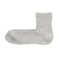 無印良品 MUJI 男式 合脚直角粗细不均纱线 短袜 银灰色 25-27cm
