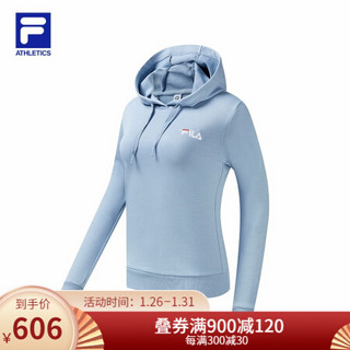 FILA ATHLETICS 斐乐连帽卫衣女子2020冬季新款休闲时尚运动套头衫宽松 雾蓝色-DB 170/88A/L