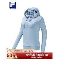 FILA ATHLETICS 斐乐连帽卫衣女子2020冬季新款休闲时尚运动套头衫宽松 雾蓝色-DB 170/88A/L