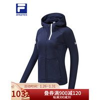 FILA ATHLETICS 斐乐女士针织上衣 2021年春新款连帽轻薄运动服 宝蓝-NV 170/88A/L