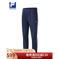 FILA ATHLETICS 斐乐男士针织长裤2021春季新款直筒运动裤健身裤 RD宝蓝-NV 180/88A/XL