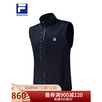 FILA ATHLETICS斐乐男士运动马甲2021春季新款运动茄克男外套 传奇蓝-NV 175/96A/L