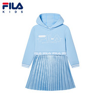 FILA KIDS 斐乐儿童连衣裙 2021春季新款纯色潮流连衣裙女童 清雅蓝-LB 130