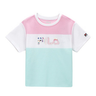 FILA KIDS 斐乐儿童女孩短袖T恤2021年春季新款小童可爱内搭运动 标准白-WT 105cm(105)