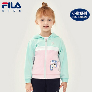 FILA KIDS 斐乐儿童小童运动外套2021春季新款时尚女童连帽外套 清宁绿-TQ 105