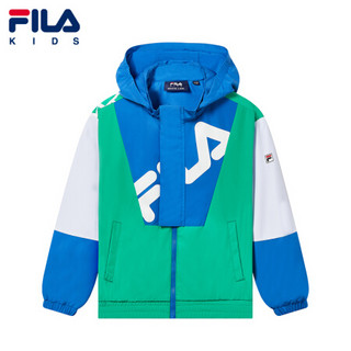 FILA KIDS 斐乐儿童小童套头卫衣2021春季新款时尚男童连帽外套 深薄荷绿-GN 105