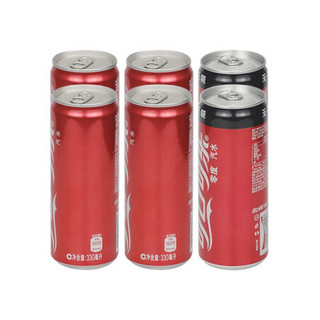 可口可乐 Coca-Cola 混合包装 可乐*4+零度*2 330ml*6罐*4组 摩登罐 可口可乐出品