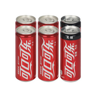 可口可乐 Coca-Cola 混合包装 可乐*4+零度*2 330ml*6罐*4组 摩登罐 可口可乐出品