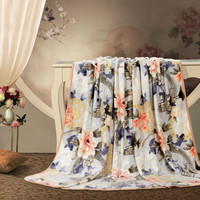 FUANNA 富安娜 毯子 法兰绒毯保暖毛毯盖毯午睡毯锦绣国色 180