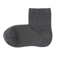無印良品 MUJI 女式 合脚直角 袜口无橡筋三层 短袜 炭灰色 23-25cm