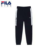 FILA KIDS 斐乐儿童中大童男童针织长裤2021春季新款运动时尚长裤 RD宝蓝-NV 110