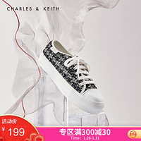 CHARLES＆KEITH2021春季CK1-71700050-1女士休闲系带运动鞋板鞋 DARK BLUE深蓝色 36