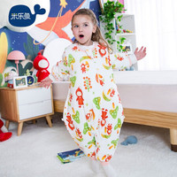 米乐鱼 婴儿睡袋秋冬加厚薄夹棉睡袋宝宝防踢被儿童原创设计分腿带脚套可拆袖睡袋 蘑菇丛林80码