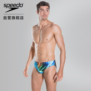 速比涛/Speedo 舒适时尚 动感 抗氯舒适 修身贴合 防晒 男子 三角泳裤 黑色/蓝色 38 809739C601