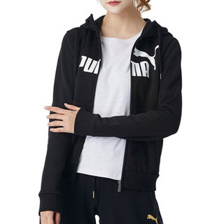 彪马 PUMA 女子 基础系列 ESS Logo Hooded Jacket FL 运动 针织外套 586547 01黑色 L码（亚洲码）