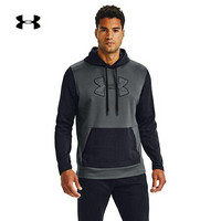 安德玛官方UA 男子抓绒运动训练连帽卫衣Under Armour1360717 灰色012 L