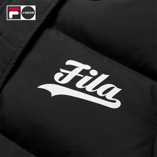 FILA FUSION 斐乐女士羽绒服2020年冬季新款连帽短款黑色保暖外套 深黑-BK（宽松版型，建议拍小一码） 170/88A/L