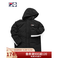 FILA FUSION 斐乐 男士羽绒服2020年冬季中长款宽松保暖外套 深黑-BK（宽松版型，建议拍小一码） 180/100A/XL