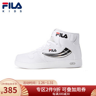 FILA KIDS 斐乐儿童中大童2020年冬季新款时尚童鞋休闲运动鞋 斐乐白/银色-WT-女 34码/内长21.5cm