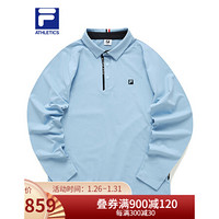 FILA ATHLETICS 男士长袖POLO衫2021年春季新款专业运动高尔夫服 天蓝色-LB 180/100A/XL