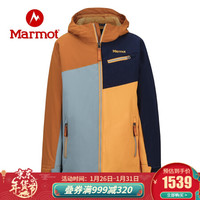 Marmot 土拨鼠 秋冬保暖防风时尚可拆卸帽夹棉滑雪服男童户外 花岗岩蓝/落日橙4958 M 欧码偏大
