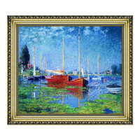 雅昌 克劳德·莫奈《成双的红帆船》75x66cm 油画布 宫廷金实木框