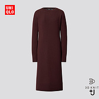 UNIQLO 优衣库 432721 女款3D精纺美利奴羊毛罗纹连衣裙