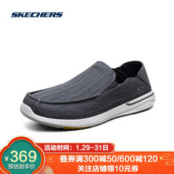 Skechers斯凯奇男士一脚蹬懒人鞋轻质舒适帆布鞋休闲鞋204085 海军蓝色 42.5