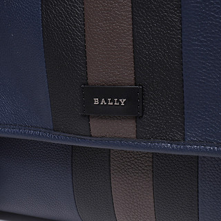 BALLY 巴利 男士皮质单肩斜挎邮差包 BRIDLE 07 深蓝色黑棕色条纹