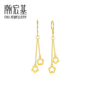 潮宏基 CHJ JEWELLERY 花舞 足金黄金耳钉耳坠女款 计价 EEG30002585 约3.7g