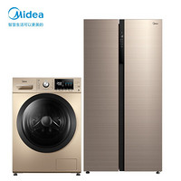 美的(Midea)321升一级能效变频四门冰箱BCD-321WFPM€+10KG静音变频滚筒洗衣机MG100A5