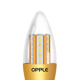 欧普照明（OPPLE）led灯泡 E14水晶灯泡吊灯灯泡壁灯泡小螺口蜡烛泡螺旋 尖泡 奢华金9W双色 5只装