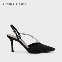 CHARLES&KEITH2021春季新品CK1-60280280-A女士链条尖头高跟凉鞋 Black黑色 38