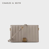 CHARLES＆KEITH2021春季新品CK6-10701098女士金属扣饰斜挎包钱包 Taupe灰褐色 XS