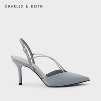 CHARLES&KEITH2021春季新品CK1-60280280-A女士链条尖头高跟凉鞋 Light Blue浅蓝色 37